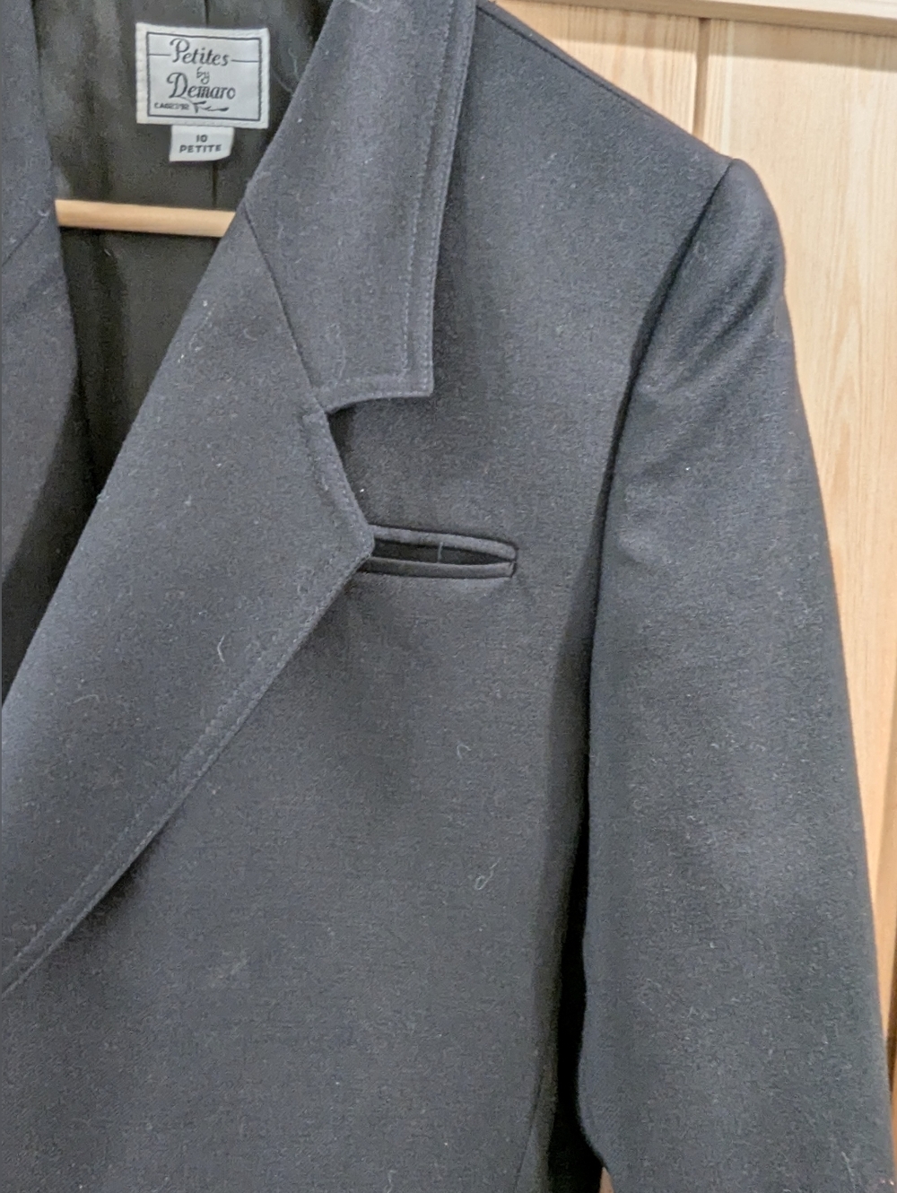 Petites by Demaro 100% Wool Black Double Breasted Blazer - Picture 4 of 10